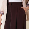 Single-Layer Pleated Palazzo Trousers Brown - Imagen 4