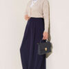 Single-Layer Pleated Palazzo Trousers Navy Blue - Imagen 2