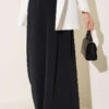 Single-Layer Pleated Palazzo Trousers Black