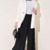Single-Layer Pleated Palazzo Trousers Black - Imagen 2