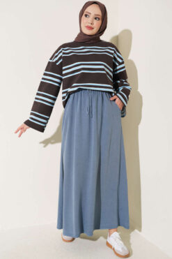 Alternative view of Tensel Skirt with Pocket Detail Indigo