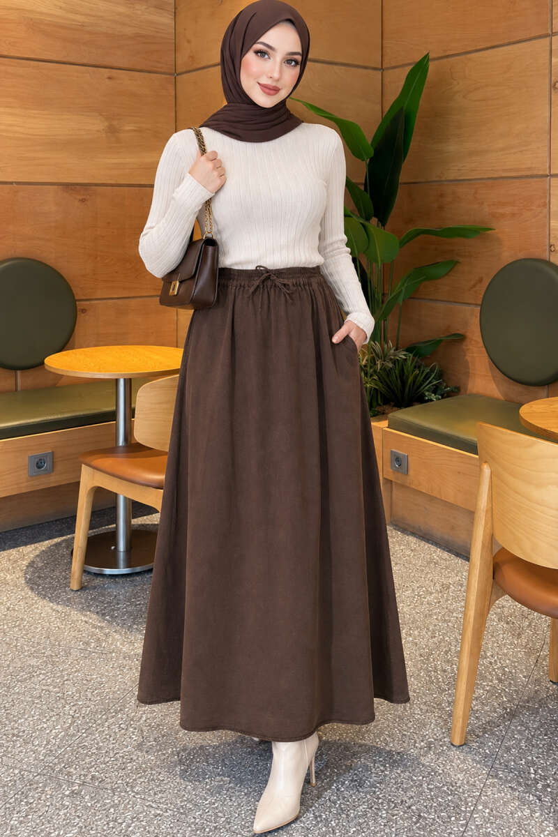 Tensel Skirt with Pocket Detail Brown – Bild 2