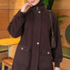 ⁦Canvas-Style Two-Piece Set with Pocket and Zip Dark Brown⁩ - الصورة ⁦2⁩