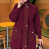 Canvas-Style Two-Piece Set with Pocket and Zip Burgundy – Bild 2