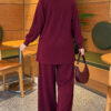 Canvas-Style Two-Piece Set with Pocket and Zip Burgundy – Bild 3