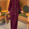 Canvas-Style Two-Piece Set with Pocket and Zip Burgundy – Bild 4
