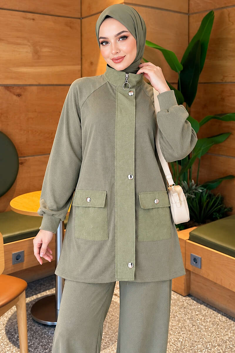 Canvas-Style Two-Piece Set with Pocket and Zip Hazel – Bild 2