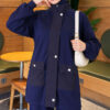 Canvas-Style Two-Piece Set with Pocket and Zip Navy Blue – Bild 2