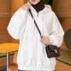 Three-Thread Hooded Zip-Up Cardigan Ecru - Afbeelding 3
