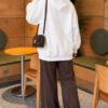 Three-Thread Hooded Zip-Up Cardigan Ecru - Afbeelding 4