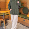 Three-Thread Hooded Zip-Up Cardigan Khaki - Imagen 2