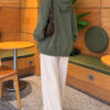 Three-Thread Hooded Zip-Up Cardigan Khaki - Imagen 4