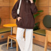 Three-Thread Hooded Zip-Up Cardigan Brown - Imagen 2