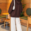 Three-Thread Hooded Zip-Up Cardigan Brown - Imagen 4