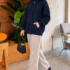 Three-Thread Hooded Zip-Up Cardigan Navy Blue - immagine 2
