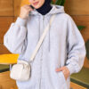 Three-Thread Hooded Zip-Up Cardigan Grey