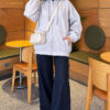 Three-Thread Hooded Zip-Up Cardigan Grey - Imagen 2