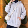 Three-Thread Hooded Zip-Up Cardigan Grey - Imagen 3