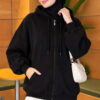 Three-Thread Hooded Zip-Up Cardigan Black - Imagen 3