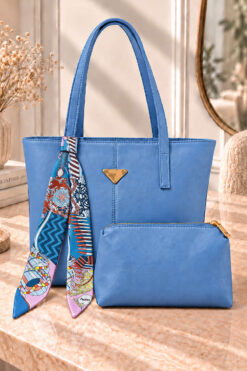 Triangle-Accented Makeup Bag Shoulder Bag Blue