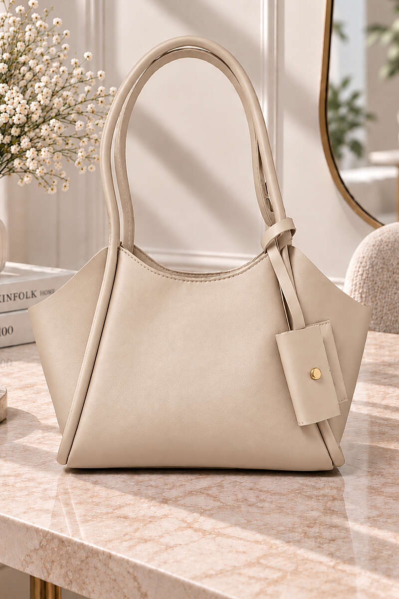 Long-Handled Wallet with Detailed Purse Beige