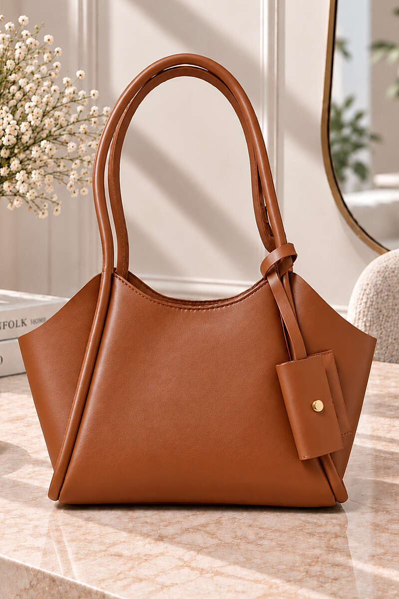 Long-Handled Wallet with Detailed Purse Tan