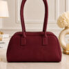 Long Handle Zippered Women's Handbag Burgundy
