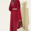 Long Ribbed Knit Tunic with Side Slit Details Burgundy - Afbeelding 3