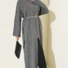 Long Ribbed Knit Tunic with Side Slit Details Smoke
