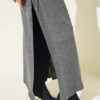 Long Ribbed Knit Tunic with Side Slit Details Smoke - Afbeelding 4