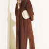 Long Ribbed Knit Tunic with Side Slit Details Brown - Afbeelding 3