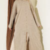 Long Ribbed Knit Tunic with Side Slit Details Latte