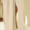 ⁦Long Ribbed Knit Tunic with Side Slit Details Latte⁩ - الصورة ⁦4⁩