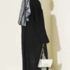 ⁦Long Ribbed Knit Tunic with Side Slit Details Black⁩ - الصورة ⁦3⁩