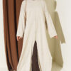 Long Ribbed Knit Tunic with Side Slit Details Stone