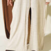 Long Ribbed Knit Tunic with Side Slit Details Stone - immagine 4