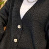 V-Neck Button-Front Oversized Knit Cardigan Anthracite – Image 4