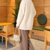 V-Neck Button-Front Oversized Knit Cardigan Ecru – Bild 4