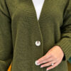 V-Neck Button-Front Oversized Knit Cardigan Khaki - Afbeelding 4