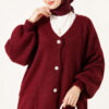 V-Neck Bearded Button-up Cardigan Burgundy – Image 2