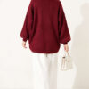 V-Neck Bearded Button-up Cardigan Burgundy – Image 4