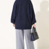 V-Neck Bearded Button-up Cardigan Navy Blue - immagine 4