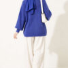 V-Neck Bearded Button-up Cardigan Saxon Blue - Imagen 4