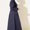 Puffed Shoulder Scuba Two-Piece Set with Hem Edge Navy Blue – Image 3