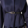 Puffed Shoulder Scuba Two-Piece Set with Hem Edge Navy Blue – Image 4