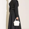 Puffed Shoulder Scuba Two-Piece Set with Hem Edge Black - immagine 3
