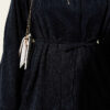 Velvet Two-Piece Set with Drawstring Neck and Waist Ties Navy Blue - Imagen 4