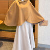 Button-Detail Collar Poncho Camel - الصورة 2