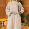 Long cardigan with a collar, button closure, and a beard pattern Beige - Afbeelding 3