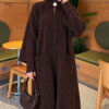 Long cardigan with a collar, button closure, and a beard pattern Brown